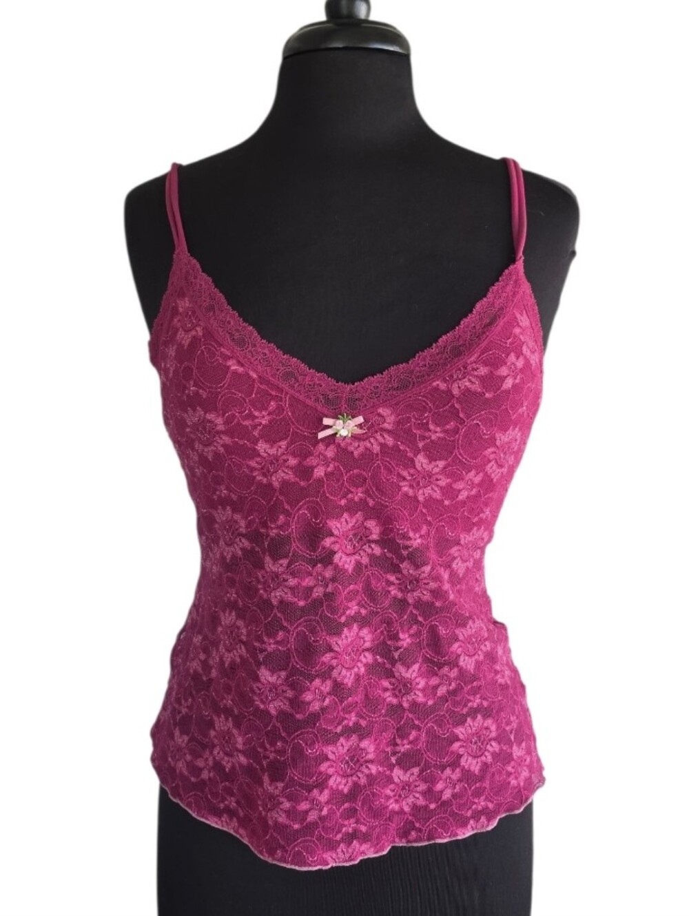 Victoria's Secret Angel Vintage Y2K 2005 Tank Sheer Fuchsia Lace Camisole L